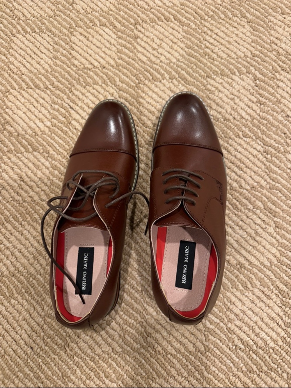 Bruno Marc Men's Brown Cap-Toe Derby Shoes